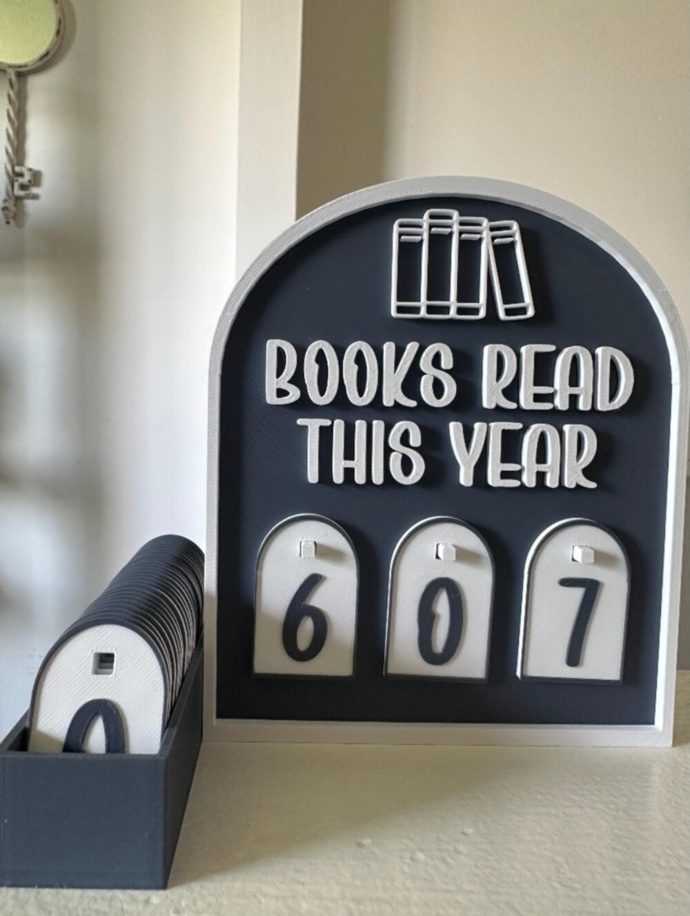 Books Read This Year Sign: Book Lover Gift, Bookshelf Decor 3D Printed